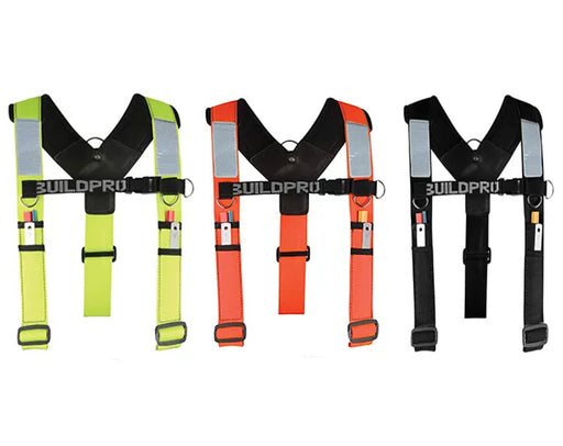 BuildPro Shoulder Brace Adjustable Padded FLURO ORANGE/YELLOW/BLACK - FISHER DISCOUNT