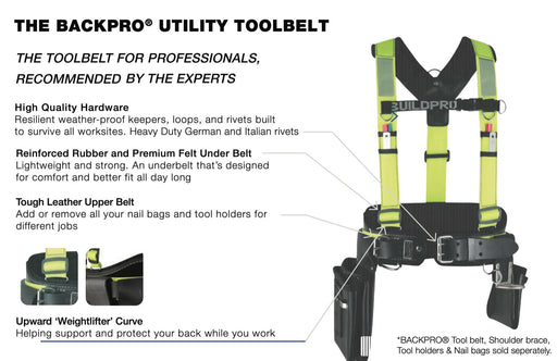 BuildPro Shoulder Brace Adjustable Padded FLURO ORANGE/YELLOW/BLACK - FISHER DISCOUNT