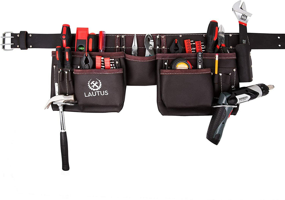 Nail bag 11 Pocket Professional Leather Tool Belt Carpenter 30-54” Size AU STOCK