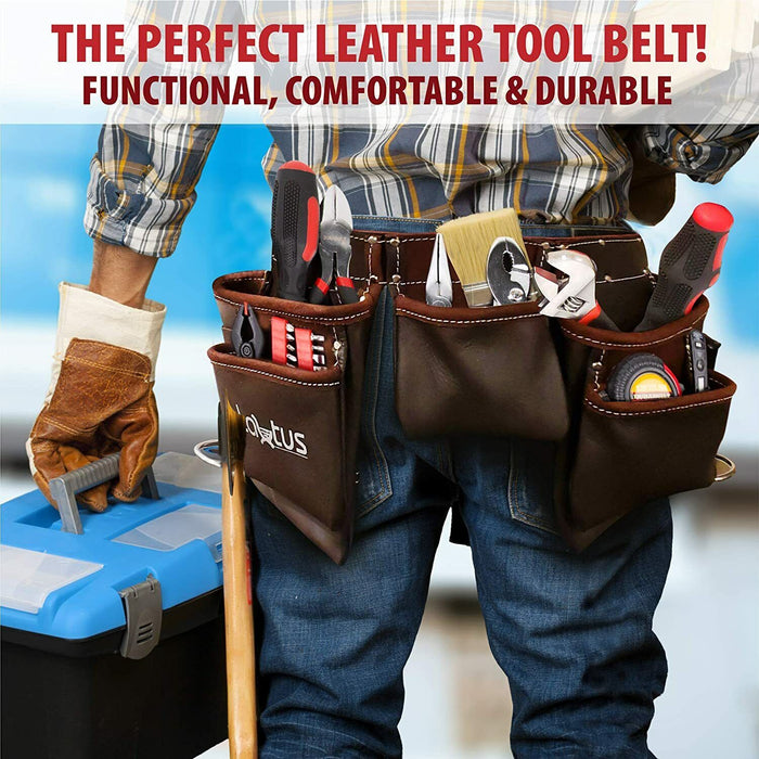 Nail bag 11 Pocket Professional Leather Tool Belt Carpenter 30-54” Size AU STOCK