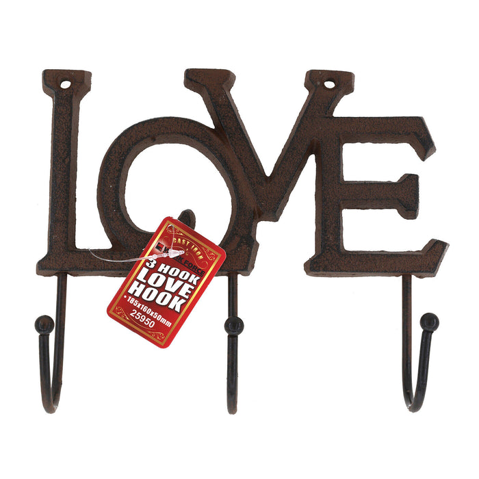 Rustic Cast Iron Wall Hooks Old School Love Design With 4 Hooks