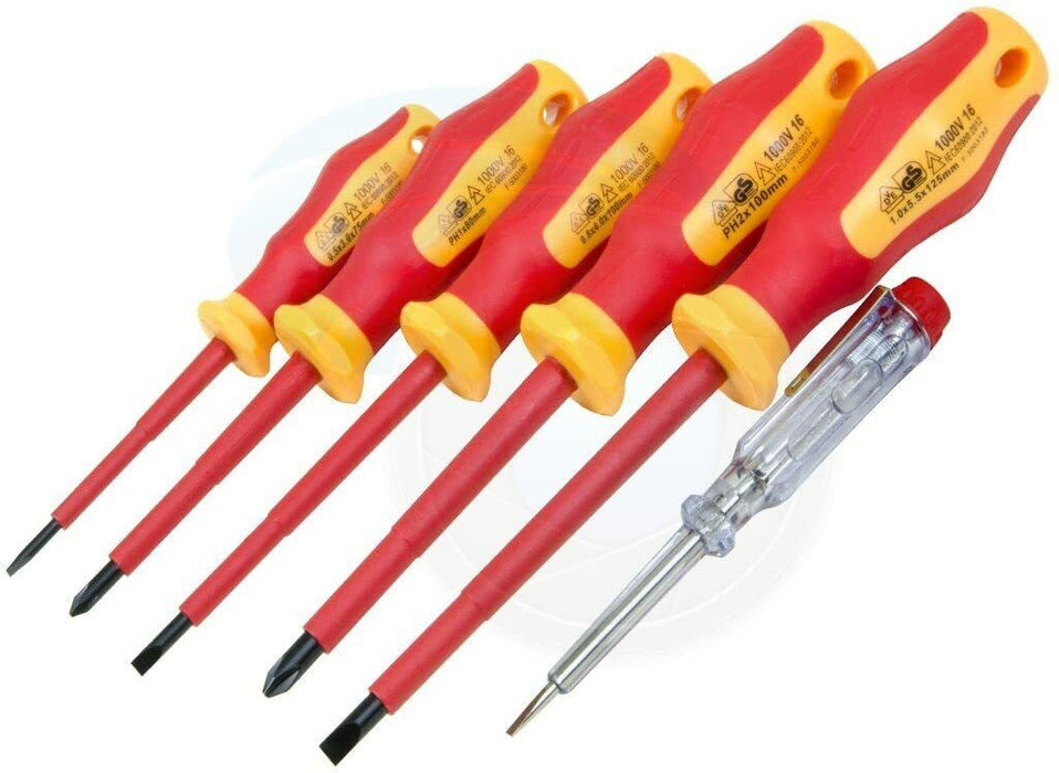 6 PCS VDE Certified ELECTRICIAN Insulated SCREWDRIVER SET 1000V Electrical Tool