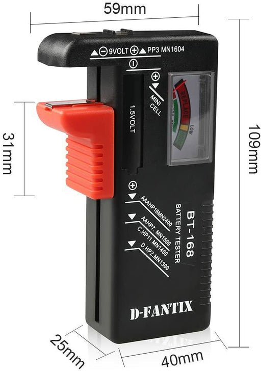 Digital Universal Battery Tester Fits AA AAA C D 9V and Button Cells LCD Display - FISHER DISCOUNT