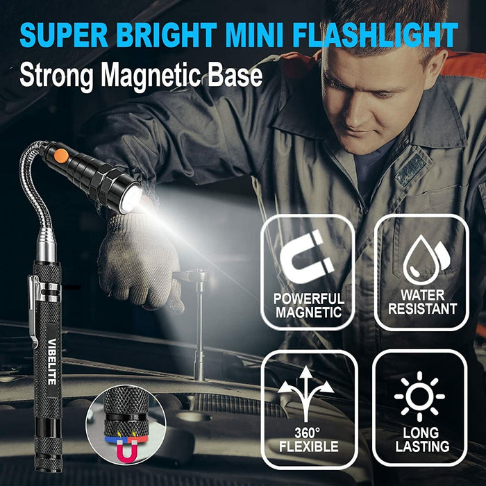 3 LED Flashlight Magnetic Torch Flexible Telescopic Pick-Up Lamp Worklight Tool