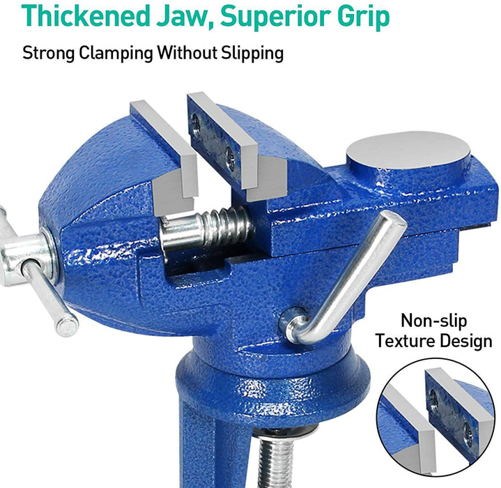 50mm MINI SWIVEL BENCH CLAMP Small Table Top Vice Rotating Base Flat Jaw AU - FISHER DISCOUNT