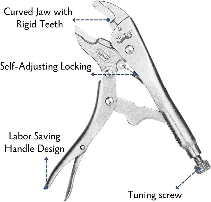 Curved Jaw Locking Plier Clamp weld Adjustable Vise Grip 10" 250mm hardened
