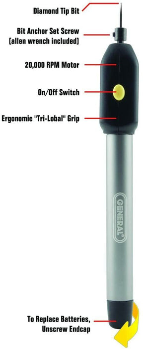 Heavy Duty Cordless Pen Engraving Tool, Diamond Tip Hand Tool Portable