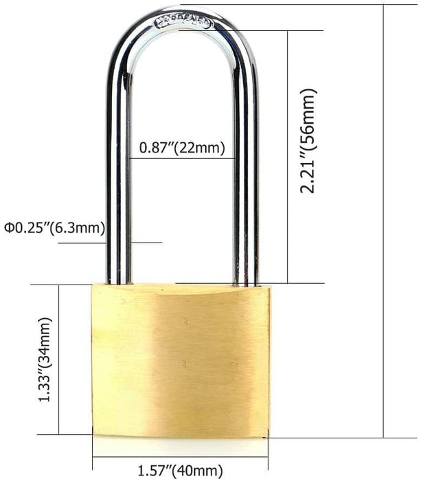 Padlocks 50mm Long Shackle Brass Bodies Cut Resistance 3 Keyd Alike Heavy Duty