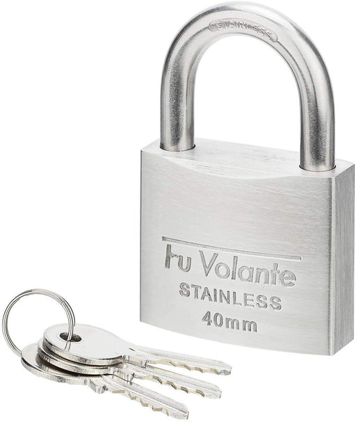 30/40/50mm Heavy Duty Stainless Steel Padlocks Marine Grade Padlocks 3 keys - FISHER DISCOUNT