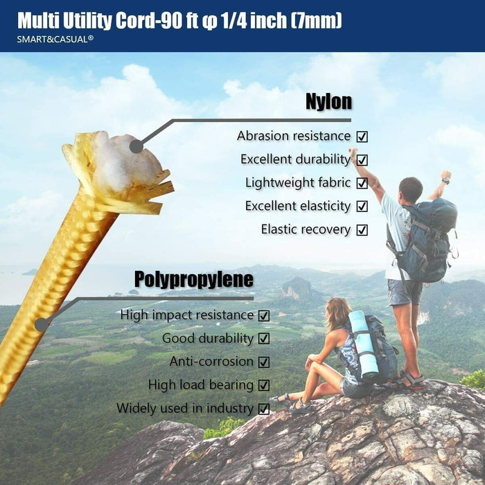 10PC Rope 40m 8mm Multi Braided Thick All Purpose Car Boat Trailer Outdoor Cord