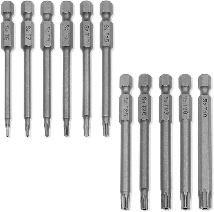 13Pc Magnetic Torx Screwdriver Bit Set Tamper Proof Long Torque Sleeve T6-T45