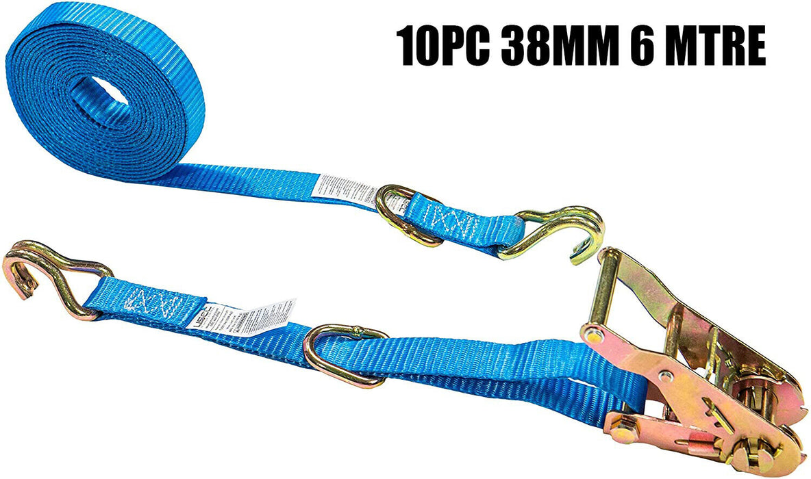 10 Pack of Ratchet Tie Down Straps - 35mm x 6.0m - 1500kg