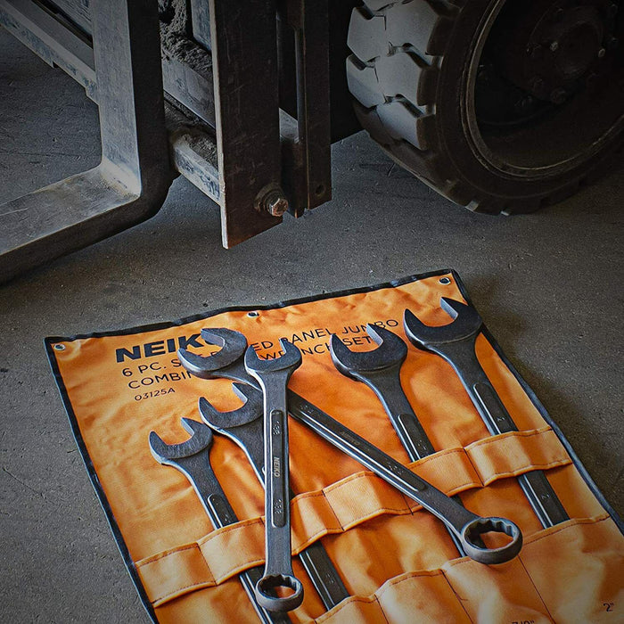 6Pc SAE Heavy Duty black oxidjumbo Spanner Set Combination Open End Ring1-3/8-2"