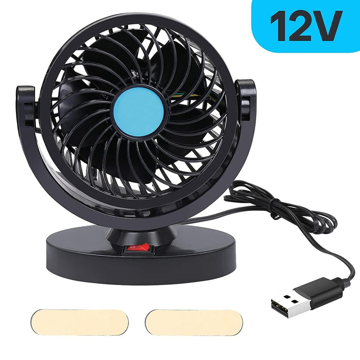 12V 3 Speed 360° Rotatable Dual Head Car Air Cooling Fan Adjustable Dashboard