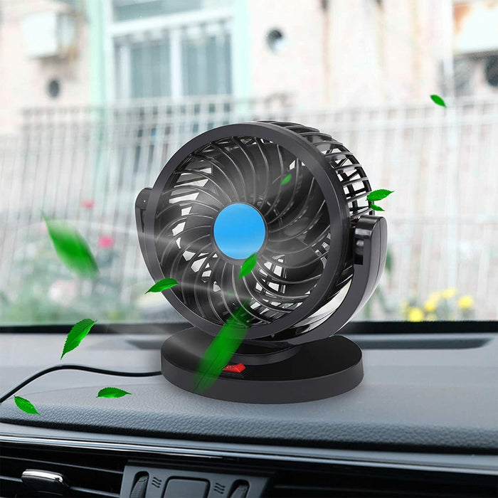 12V 3 Speed 360° Rotatable Dual Head Car Air Cooling Fan Adjustable Dashboard