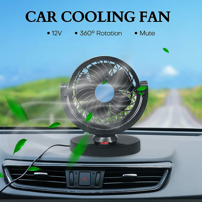 12V 3 Speed 360° Rotatable Dual Head Car Air Cooling Fan Adjustable Dashboard