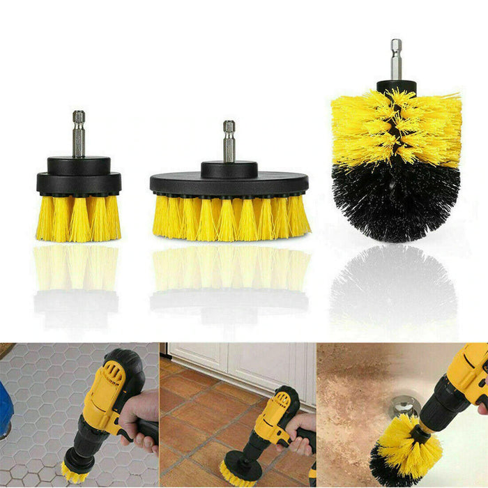 NEW 3pcs Drill Brush Tub Cleaner Grout Power Scrubber Cleaning Combo Tool Kit