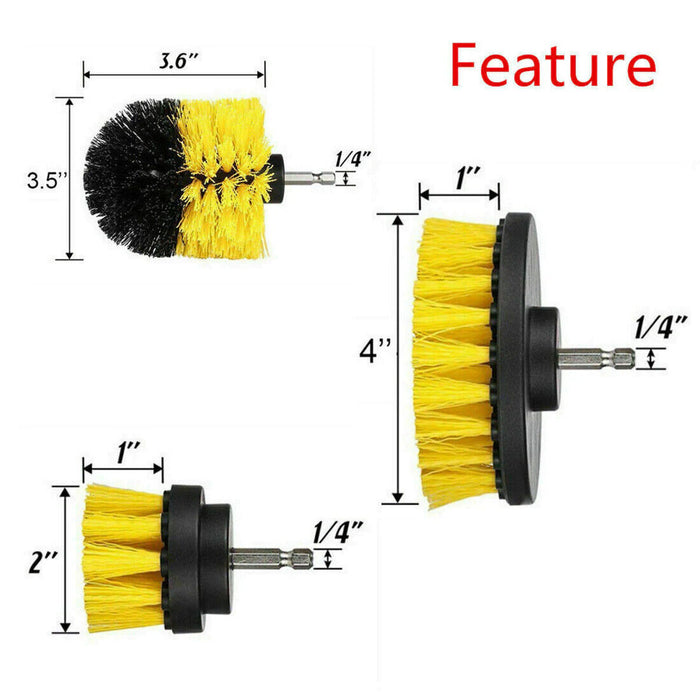 NEW 3pcs Drill Brush Tub Cleaner Grout Power Scrubber Cleaning Combo Tool Kit