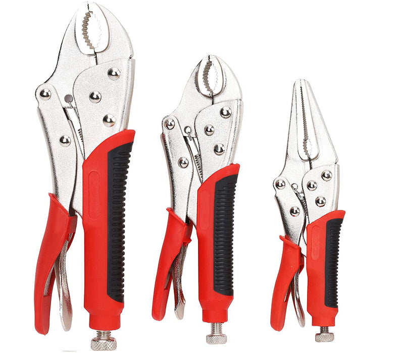 ForcePRO 3PC Set Expert Quality Cr-Mo Locking Pliers Vice Grip Curve Jaw 3 Rivet - FISHER DISCOUNT