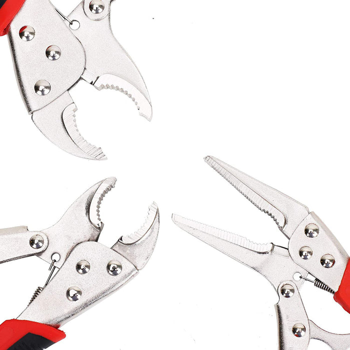 ForcePRO 3PC Set Expert Quality Cr-Mo Locking Pliers Vice Grip Curve Jaw 3 Rivet - FISHER DISCOUNT