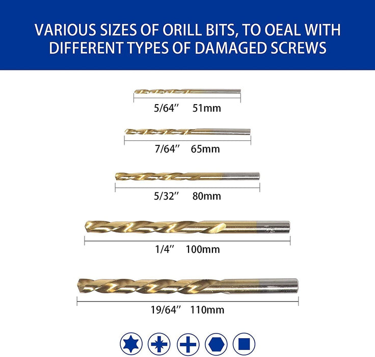 Screw Extractor Set Drill Bits Easy Ezy Out Broken Damaged Bolt Bit Remover Kit