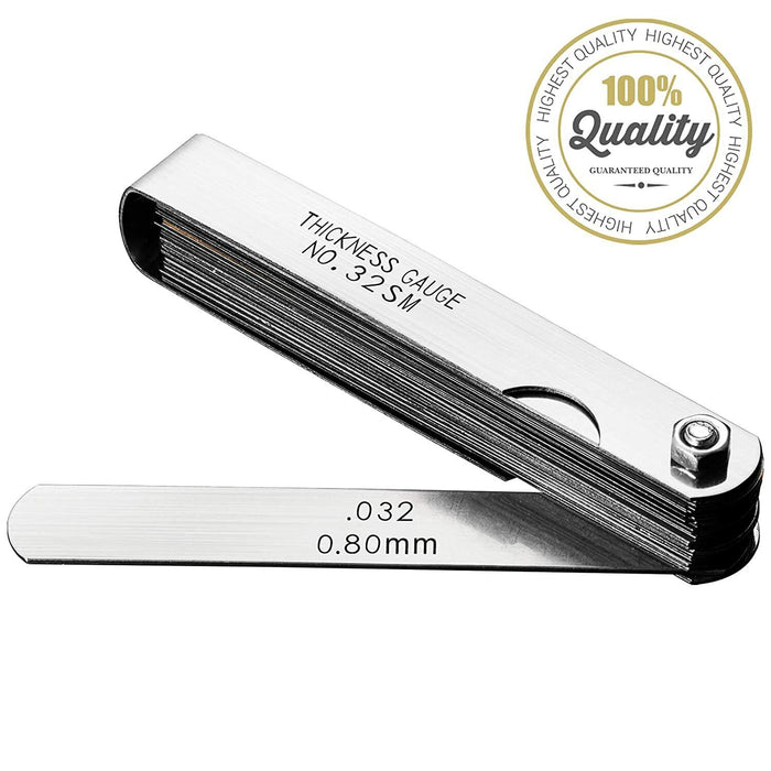 32 Blade Feeler Gauge Dual Marked MM/Inch Thickness Gap Metric Filler Tool Honda