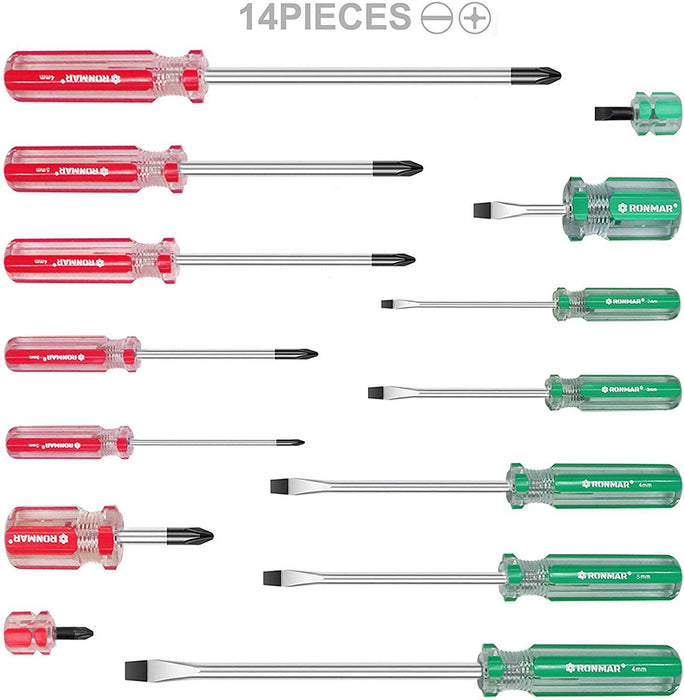 Froce pro 14PC Chrome vanadium Magnet tips Screwdriver Set Torx Slotted Magnitiz