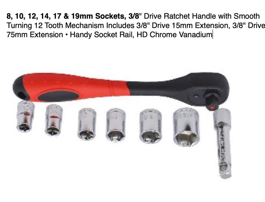 3/8" Drive Dr Socket Set  8mm 9mm 10mm  12mm  14mm 17mm 19mm AU STOCK