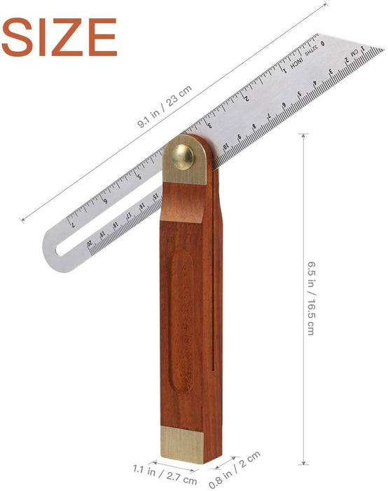 225mm Adjustable Bevel Angle Ruler Horizontal Sliding Wood Marker Measuring Tool