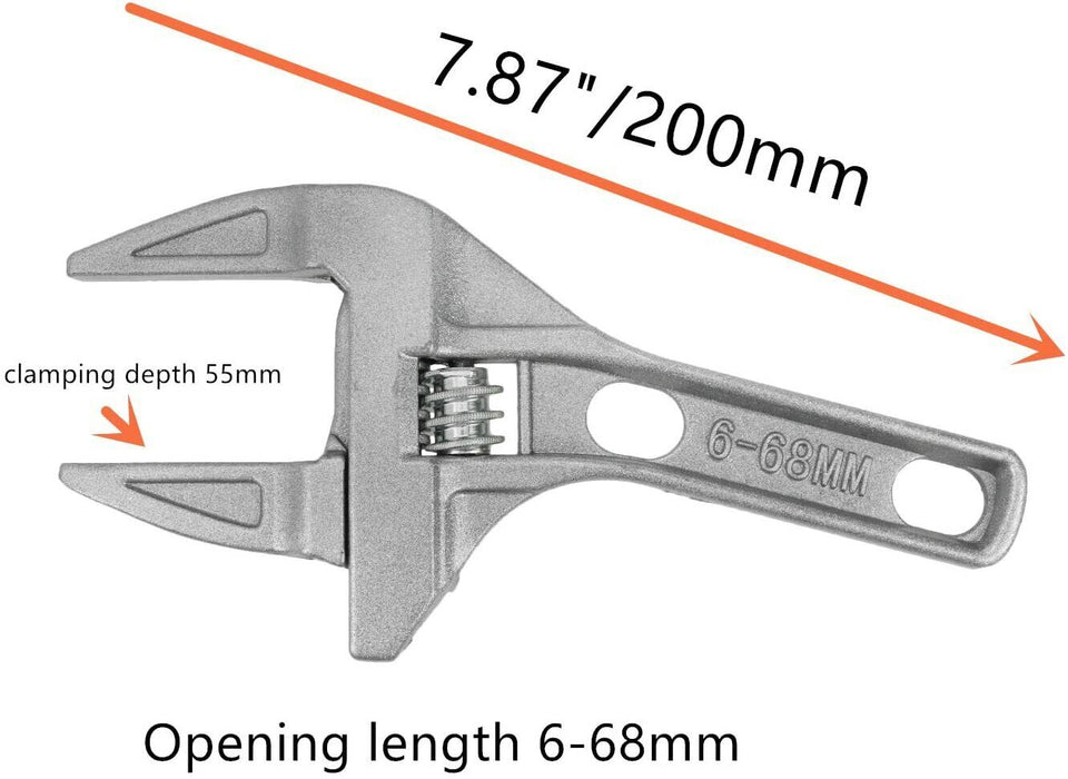 6-68mm Wide Adjustable Large Spanner Wrench Hand Nut Opening Pipe Tool Jaw