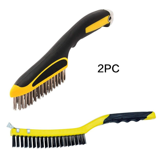 2PC 4Row Wire Brush Set  BRUSH WITH SCRAPER Removal of Paint