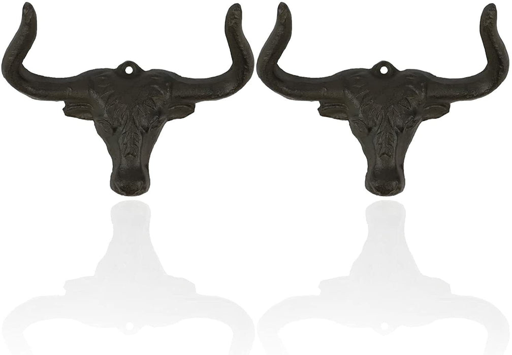 Metal Iron Retro Wall Hanging Mounted Bull Head Hook Storage Holder Hook Rack - FISHER DISCOUNT