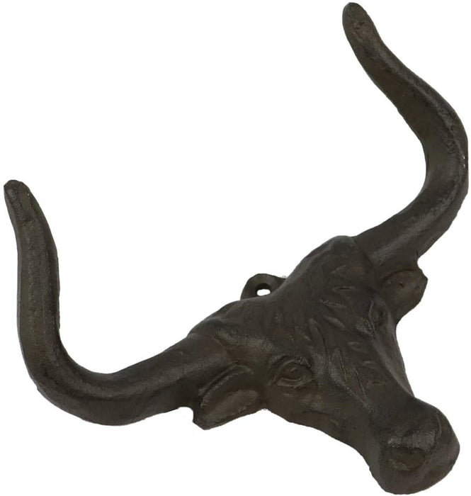 Metal Iron Retro Wall Hanging Mounted Bull Head Hook Storage Holder Hook Rack - FISHER DISCOUNT