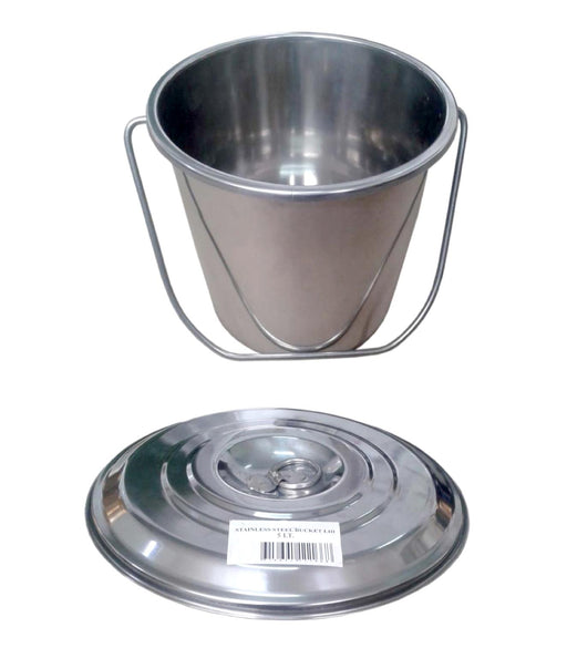 9Ltr  Stainless Steel Bucket with Handle Heavy Duty Premium Quality NewModel - FISHER DISCOUNT