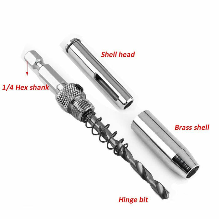 4PC Self-Centering Drill Bit Hex Shank Pilot Door Drawer Hinge Hole Screw Guide