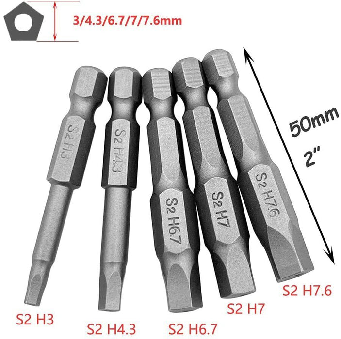 9PC Set S2 Steel Screwdriver Bits Bit Pentagonal TS10,15,20,25,27,30,40 45 50mm