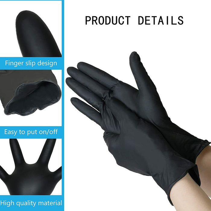 Black Nitrile Gloves Disposable Industrial Powder Free Mechanic Non Sterile 50PC