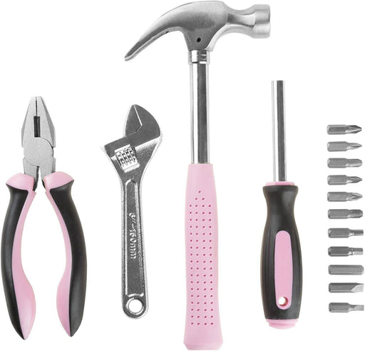 15 Piece Hardware DIY Tool Set and Workshop Kit Pink Lady Tool Her Carry Case - FISHER DISCOUNT