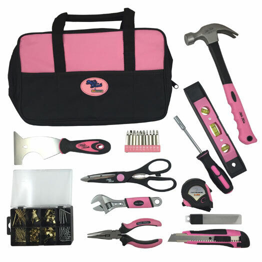 31 Piece Hardware DIY Tool Set and Workshop Kit Pink Lady Tool Her Carry Case