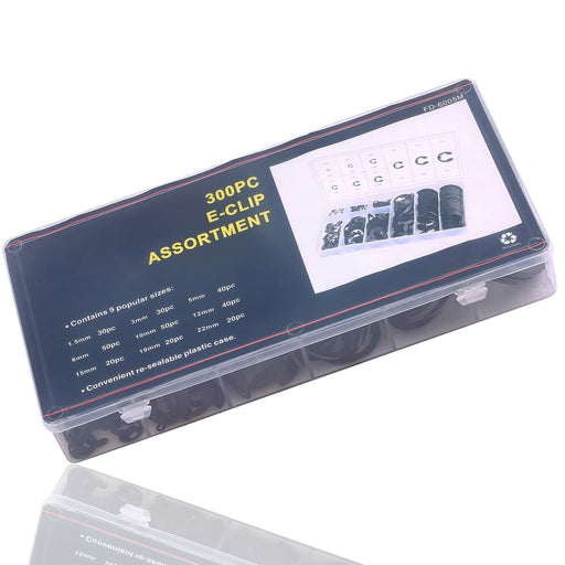 300Pc Alloy Steel E-Clip E-Clip Cir-clip External ASSORTMENT KIT 1.5 - 22mm - FISHER DISCOUNT