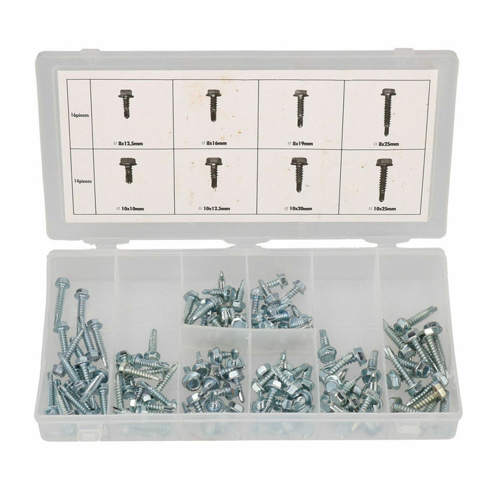 120pc Hexagonal Hex Head Self Drilling Tapping Screws Assortment Set - FISHER DISCOUNT