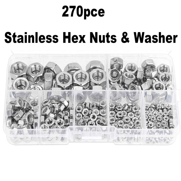 270pcs M2/M3/M4 Stainless Steel Nuts Screws Hex Head Assorted Kit Set