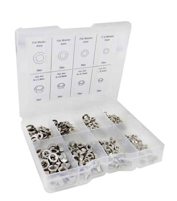 270pcs M2/M3/M4 Stainless Steel Nuts Screws Hex Head Assorted Kit Set