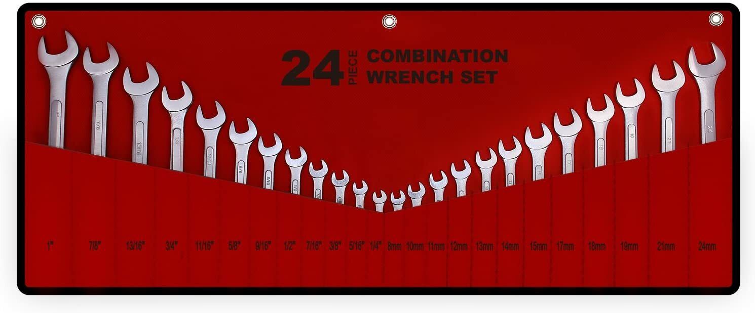 EUROTECH 24Pc Tradesman Quality Spanner Set 8-19mm/5/16-1" Made in Taiwan