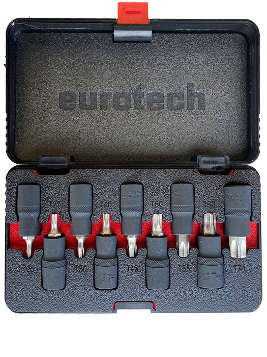 EUROTECH 9PC 1/2Dr Quality Tradesman ImpactBit Socket Set Made in Taiwan T25-T70