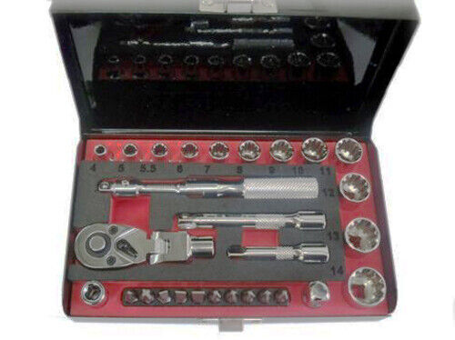 Eurotech 28PC 1/4 Dr Socket Tradesman Quality Wrench & Bit Set Made in Taiwan