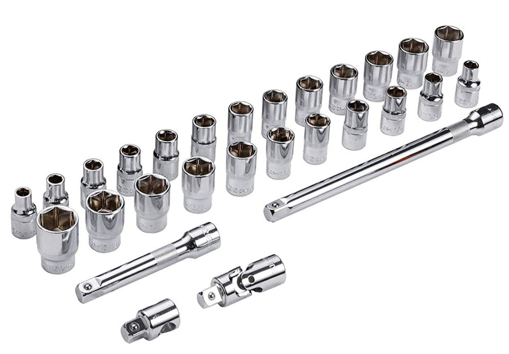 Eurotech 24PC 1/4" & 3/8"Dr Tradesman Quality AF & Metric Socket Set Made Taiwan