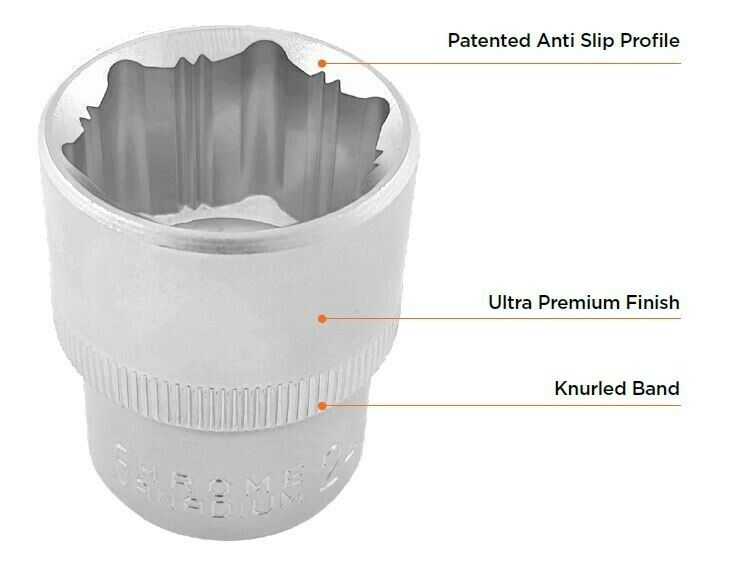 EUROTECH 11PC Tradesman Quality 1/4 Dr Anti Slip Socket Set Made Taiwan 4-13mm