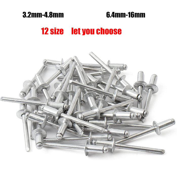 Aluminum Rivet Assortment Aluminum Blind Pop Rivet Open End Blind Rivet 100 Pcs