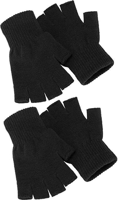 Winter Fingerless Gloves Open Finger Black Soft Warm Knitted Glove Unisex S-XL